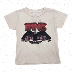 Retro Thrashed Eagle Tee Ivory USA Anine Bing Kids Biker Grunge Edgy Size 2/4